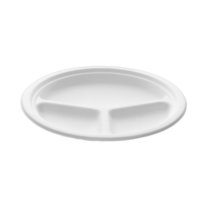 Sugarcane Plate Bagasse 3C White Ø23 cm (50 Units) 