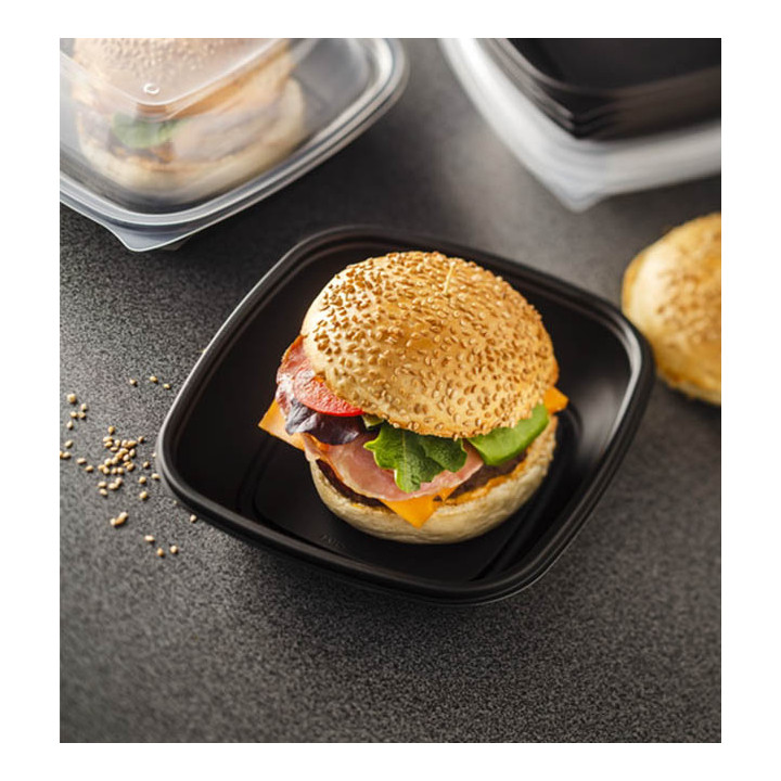 Plastic Deli Container PP Black 750ml 16,5x16,5x6cm (300 Units)