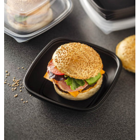 Plastic Deli Container PP Black 750ml 16,5x16,5x6cm (50 Units) 