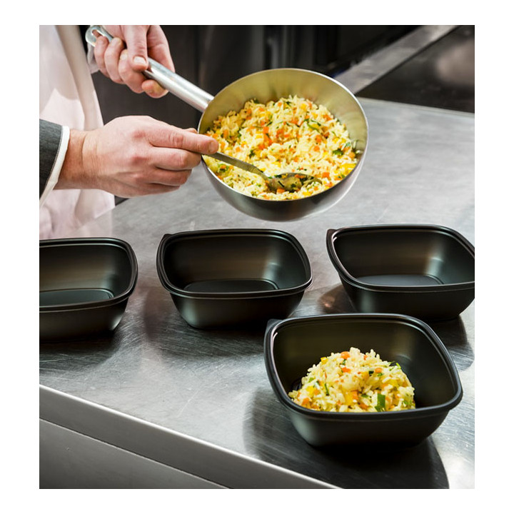 Plastic Deli Container PP Black 750ml 16,5x16,5x6cm (50 Units) 