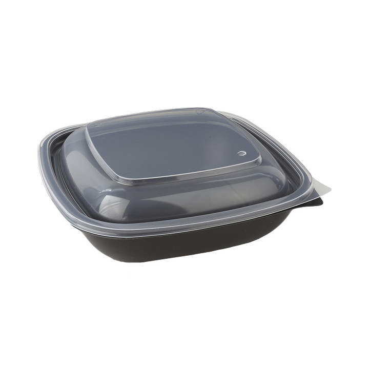 Plastic Lid for Deli Container PP Square shape Black and Creme16,5x16,5x1cm (50 Units) 