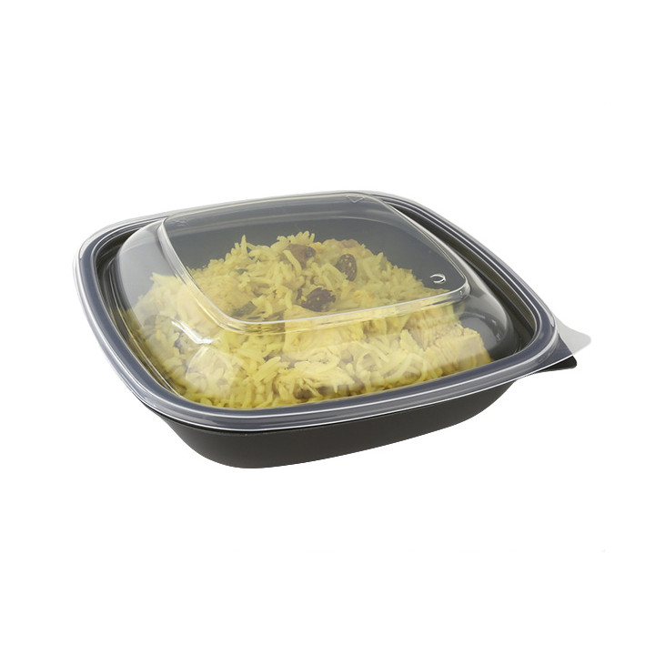 Plastic Lid for Deli Container PP Square shape Black and Creme16,5x16,5x1cm (50 Units) 