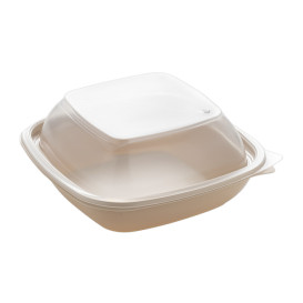 Plastic Lid for Deli Container PP Square shape Black and Creme 16,5x16,5x4cm (300 Units)