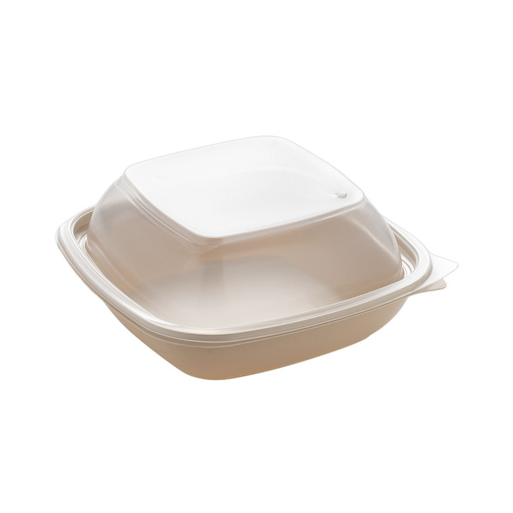 Plastic Lid for Deli Container PP Square shape Black and Creme 16,5x16,5x4cm (300 Units)