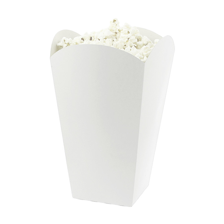 Paper Popcorn Box Large Size White 150gr 8,7x13x20,3cm (25 Units) 