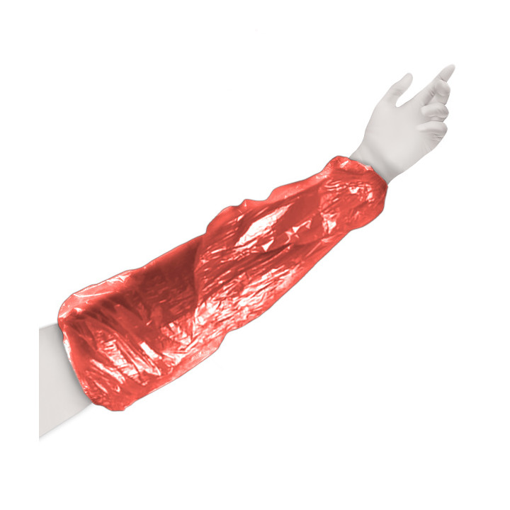 Disposable Plastic Over Sleeve PE Red G80 18x44cm (100 Units)  