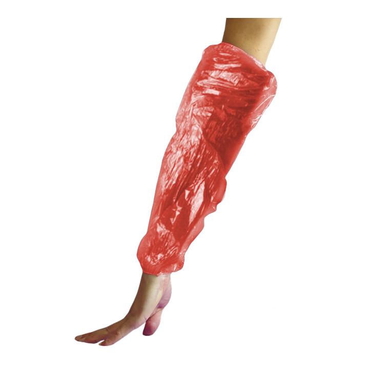 Disposable Plastic Over Sleeve PE Red G80 18x44cm (100 Units)  