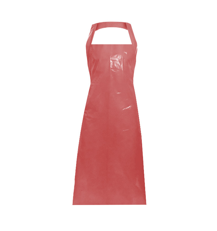 Disposable Plastic Apron PE G80 Red 76x120cm (100 Units)  