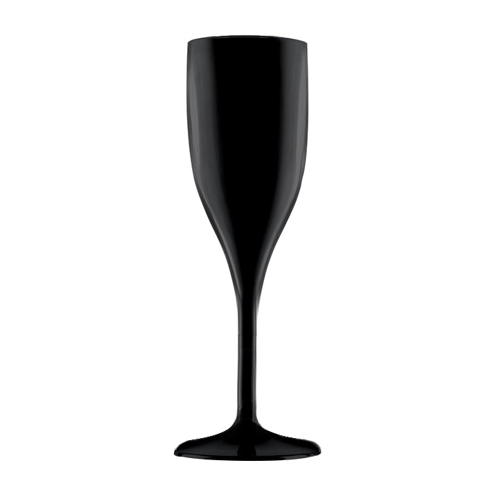 Reusable Plastic Flute Sparkling Wine Black SAN 150ml (6 Units)