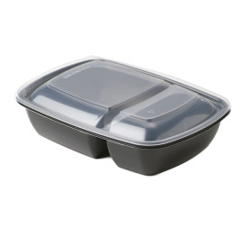 Plastic Lid for Deli Container PP Rectangular shape 2C Black and Creme 23x16,5cm (300 Units)