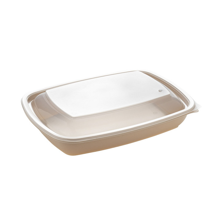 Plastic Lid for Deli Container PP Rectangular shape Black and Creme 23x16,5cm (300 Units)
