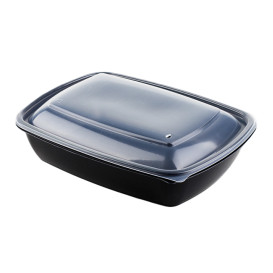 Plastic Lid for Deli Container PP Rectangular shape Black and Creme 23x16,5cm (300 Units)