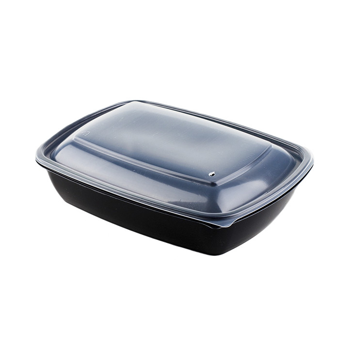 Plastic Lid for Deli Container PP Rectangular shape Black and Creme 23x16,5cm (300 Units)