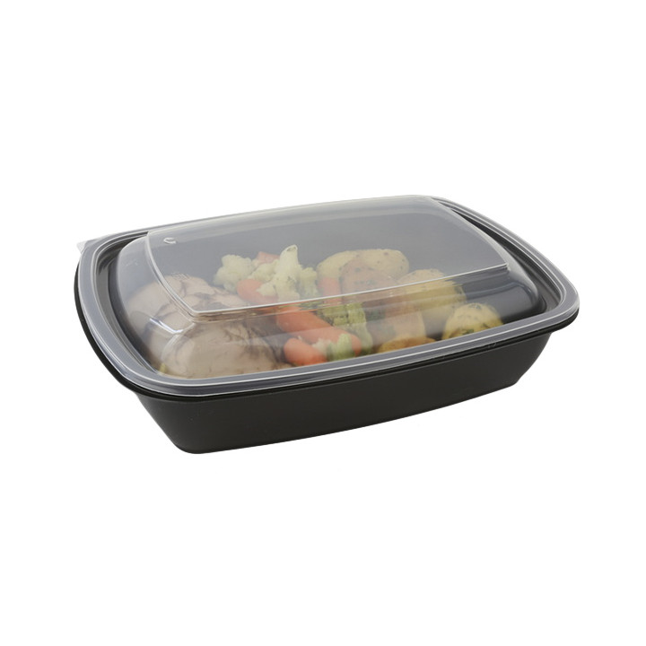 Plastic Lid for Deli Container PP Rectangular shape Black and Creme 23x16,5cm (300 Units)