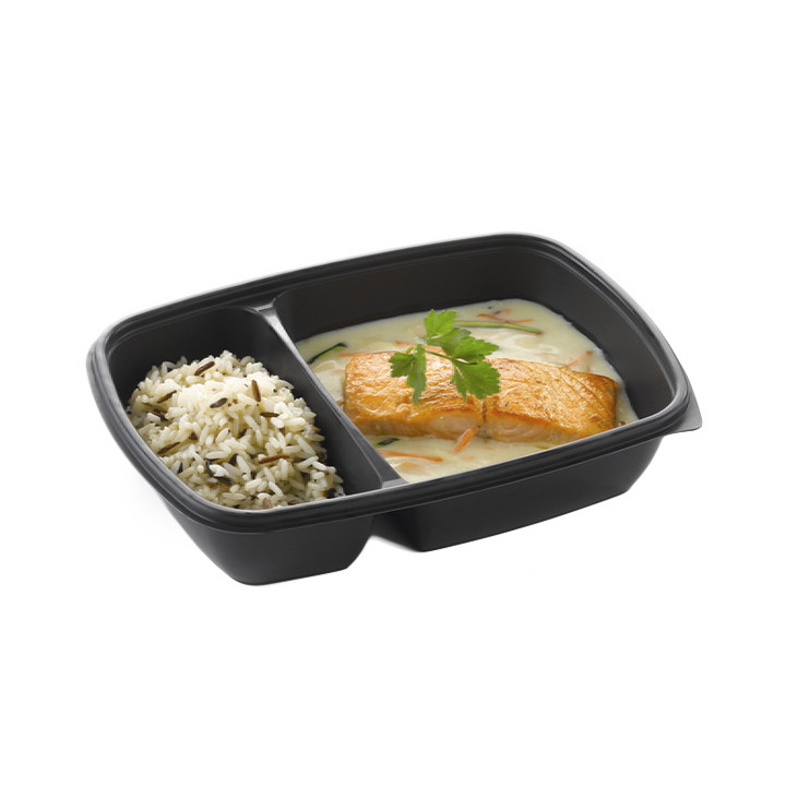 Plastic Deli Container PP 2C Black 900ml 23x16,5x5cm (75 Units)  