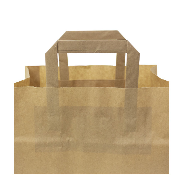 Paper Bag with Handles Kraft Flat 70g/m² 26+18x26cm (50 Units) 