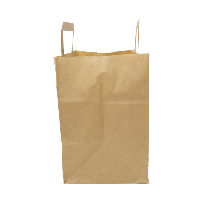 Paper Bag with Handles Kraft Flat 70g/m² 26+18x26cm (50 Units) 