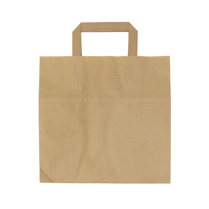 Paper Bag with Handles Kraft Flat 70g/m² 26+18x26cm (50 Units) 