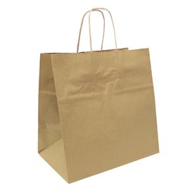 Paper Bag with Handles Kraft Flat 70g/m² 26+18x26cm (250 Units)