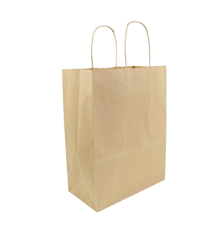 Paper Bag with Handles Kraft Hawanna 100g/m² 24+12x31cm (50 Units) 