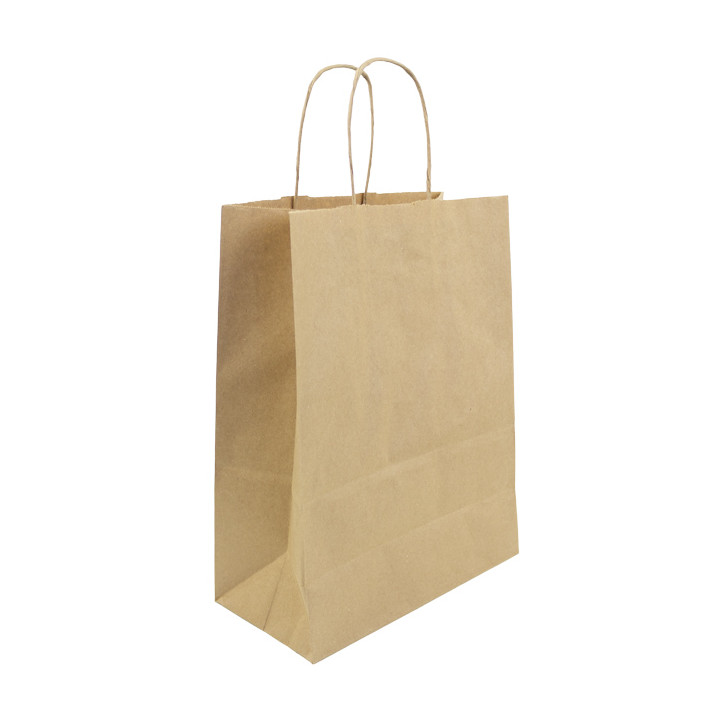 Paper Bag with Handles Kraft Hawanna 100g/m² 24+12x31cm (250 Units)
