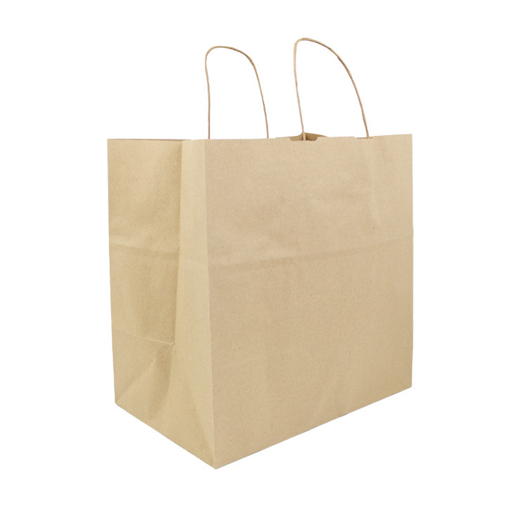 Paper Bag with Handles Kraft Hawanna 100g/m² 32+20x32cm (200 Units)