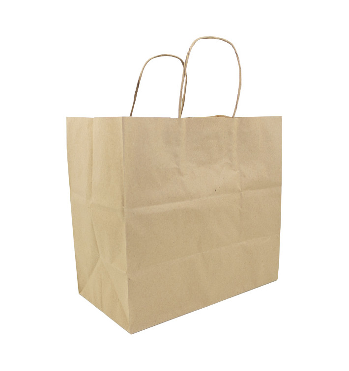 Paper Bag with Handles Kraft Hawanna 100g/m² 28+16x27cm (250 Units)