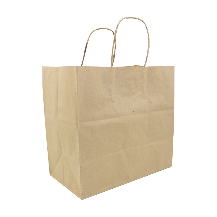 Paper Bag with Handles Kraft Hawanna 100g/m² 28+16x27cm (250 Units)