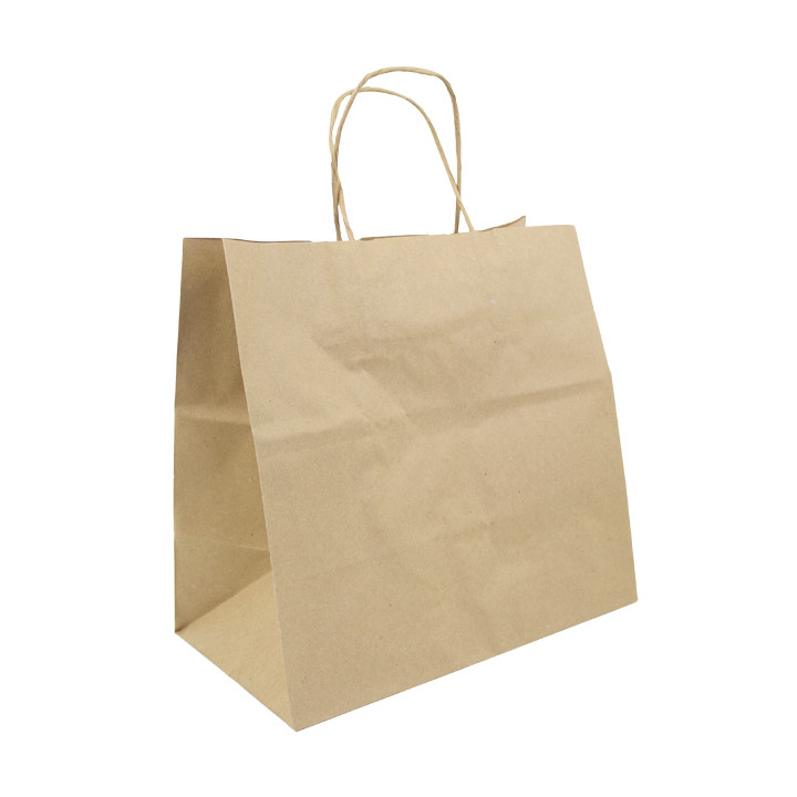 Paper Bag with Handles Kraft Hawanna 100g/m² 28+16x27cm (250 Units)