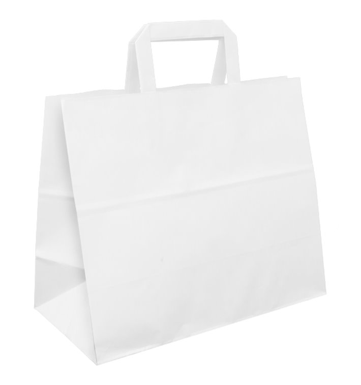 Paper Bag with Handles White Flat 70g/m² 32+22x26cm (50 Units) 