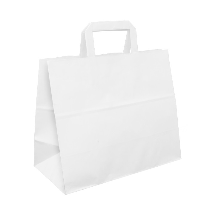 Paper Bag with Handles White Flat 70g/m² 32+22x26cm (50 Units) 
