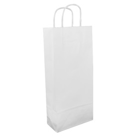 Paper Bottle Bag with Handles White 18+8x39cm (300 Units)