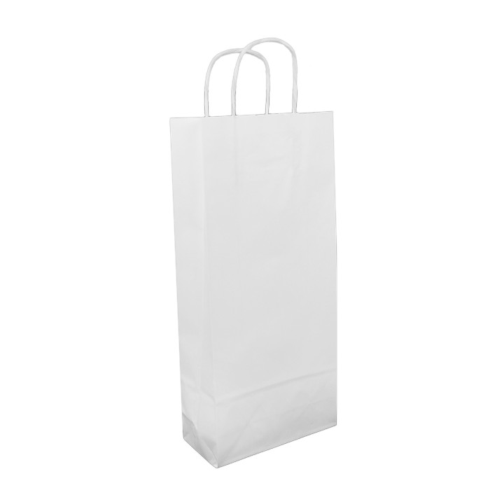 Paper Bottle Bag with Handles White 18+8x39cm (300 Units)