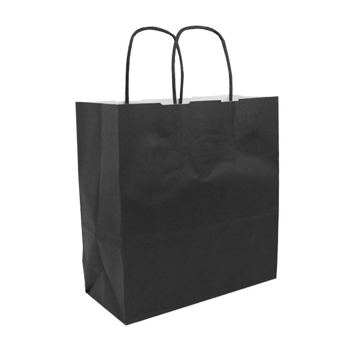 Paper Bag with Handles Kraft Black 100g/m² 22+9x23cm (25 Units)