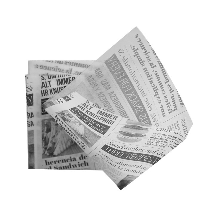 Paper Food Bag Grease-Proof Opened 2L "News" 15x16cm (4000 Uds)