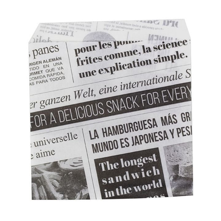 Paper Food Bag Grease-Proof Opened 2L "News" 15x16cm (250 Units)  