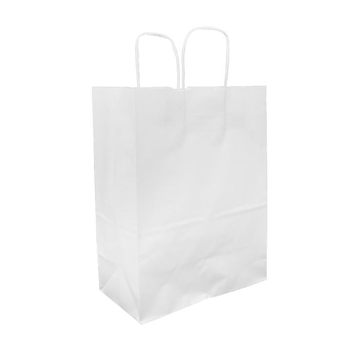 Paper Bag with Handles Kraft White 100g/m² 25+13x33cm (25 Units) 