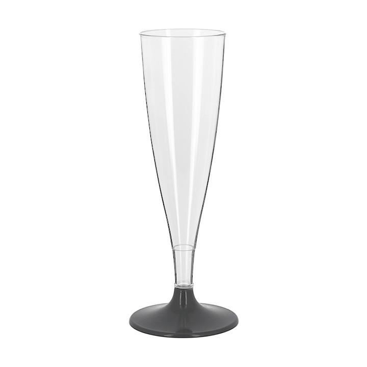 Reusable Plastic Stemmed Flute Sparkling Wine Anthracite 140ml 2P (48 Units)
