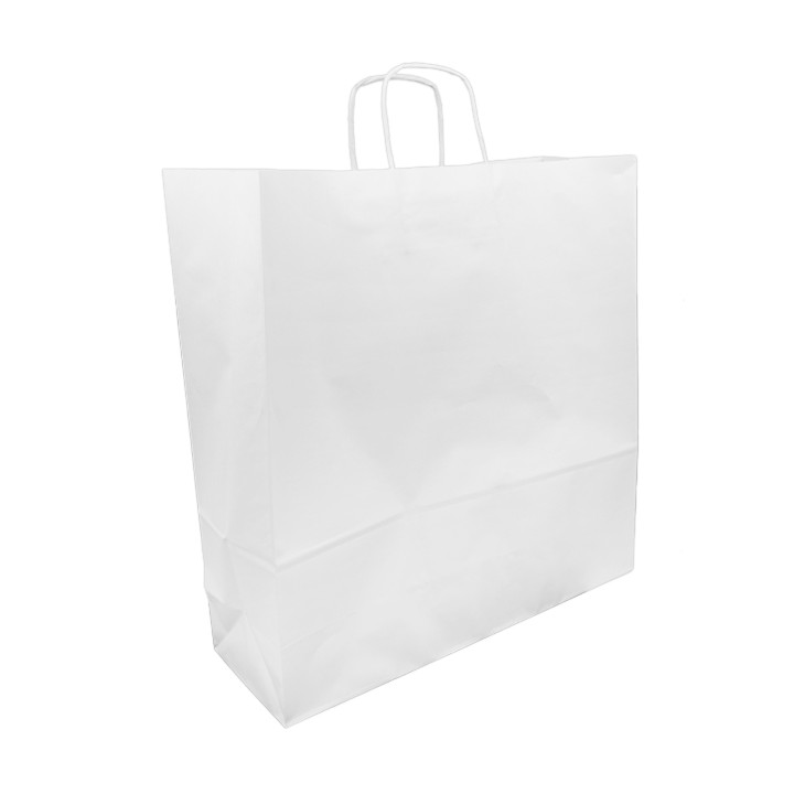 Paper Bag with Handles Kraft White 100g/m² 44+15x46cm (25 Units) 
