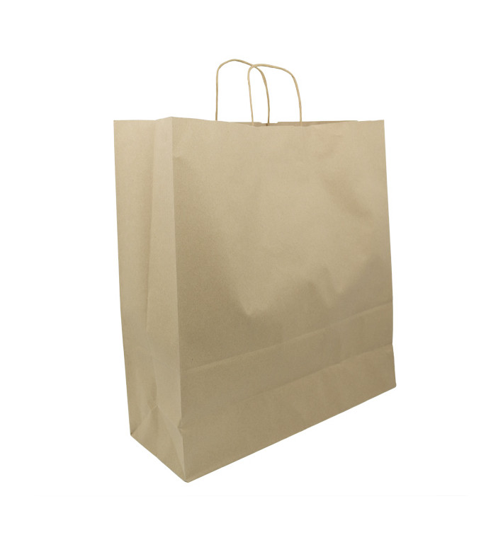 Paper Bag with Handles Kraft Brown 100g/m² 44+15x46cm (25 Units) 