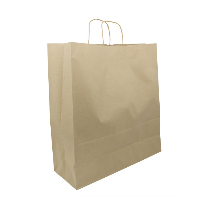 Paper Bag with Handles Kraft Brown 100g/m² 44+15x46cm (25 Units) 
