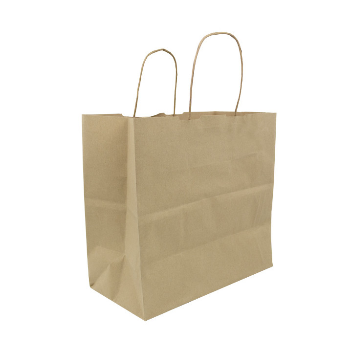 Paper Bag with Handles Kraft Brown 100g/m² 27+14x26cm (25 Units) 