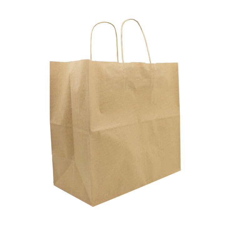 Paper Bag with Handles Kraft Brown 90g/m² 32+16x31cm (50 Units)