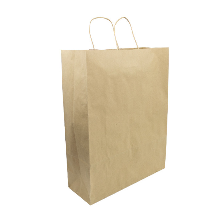 Paper Bag with Handles Kraft Hawanna 100g/m² 32+12x41cm (50 Units) 