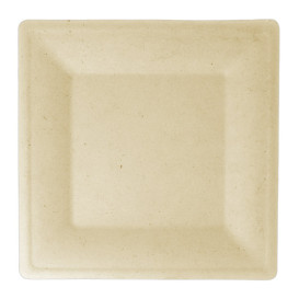 Sugarcane Plate Square shape Natural 26,2x26,2 cm (50 Units) 