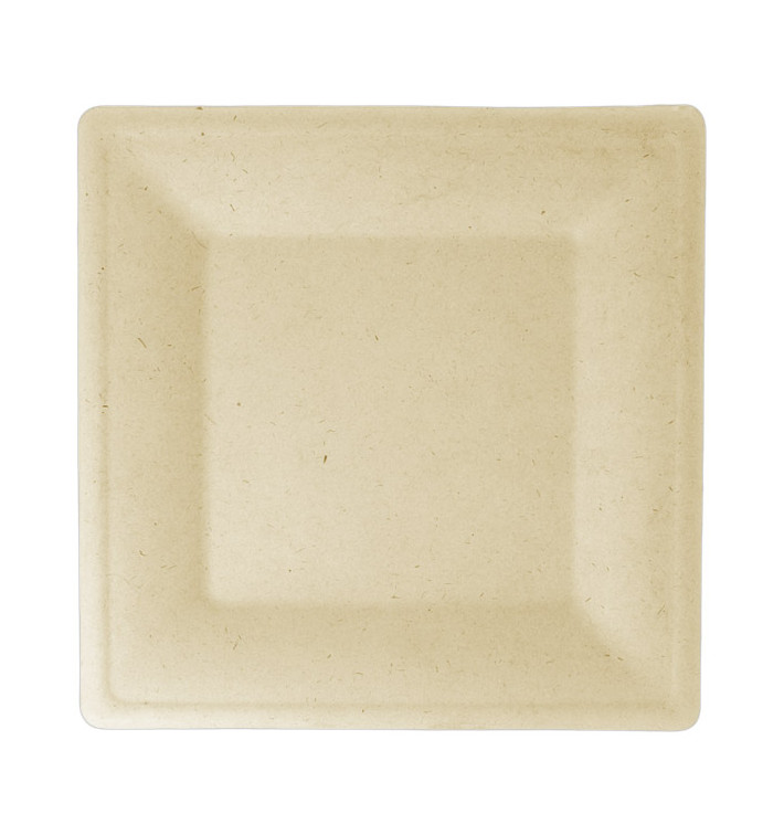 Sugarcane Plate Square shape Natural 26,2x26,2 cm (500 Units)