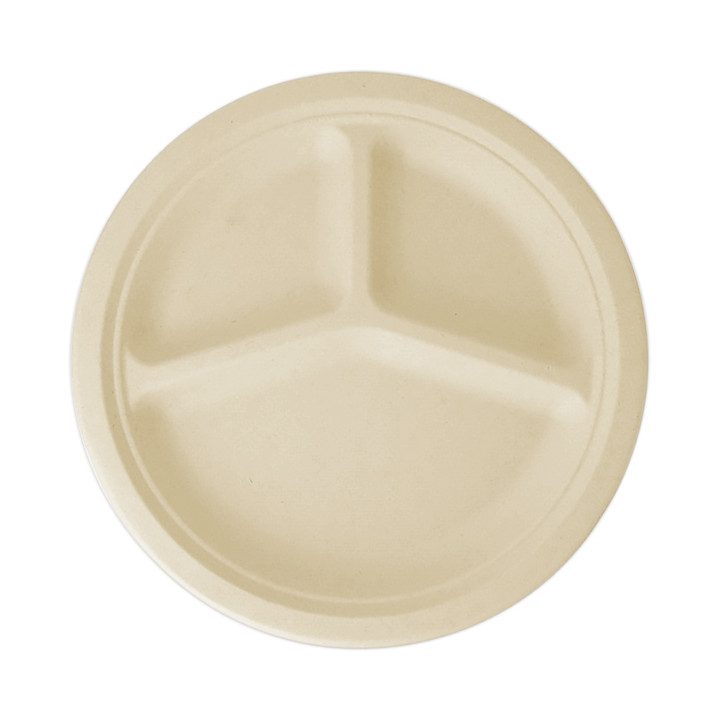Sugarcane Plate 3C Natural Ø26 cm (50 Units) 