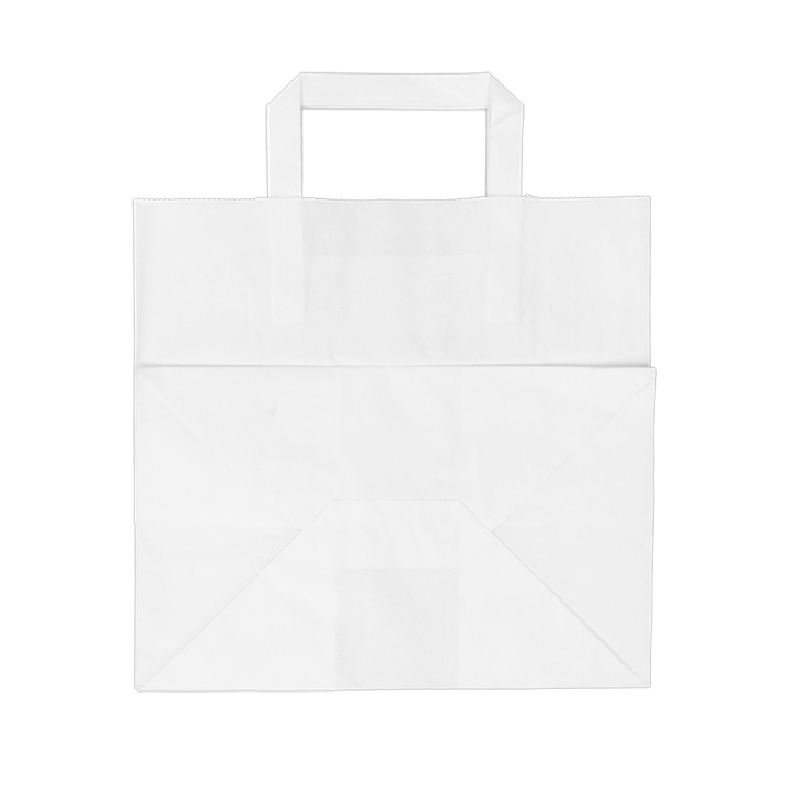 Paper Bag with Handles White Flat 70g/m² 26+18x26cm (50 Units) 