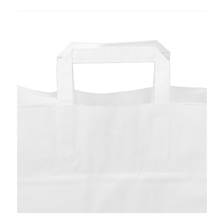 Paper Bag with Handles White Flat 70g/m² 26+18x26cm (50 Units) 