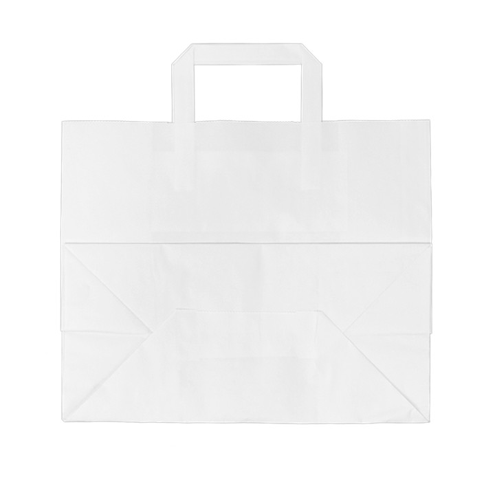 Paper Bag with Handles White Flat 70g/m² 32+22x26cm (250 Units)